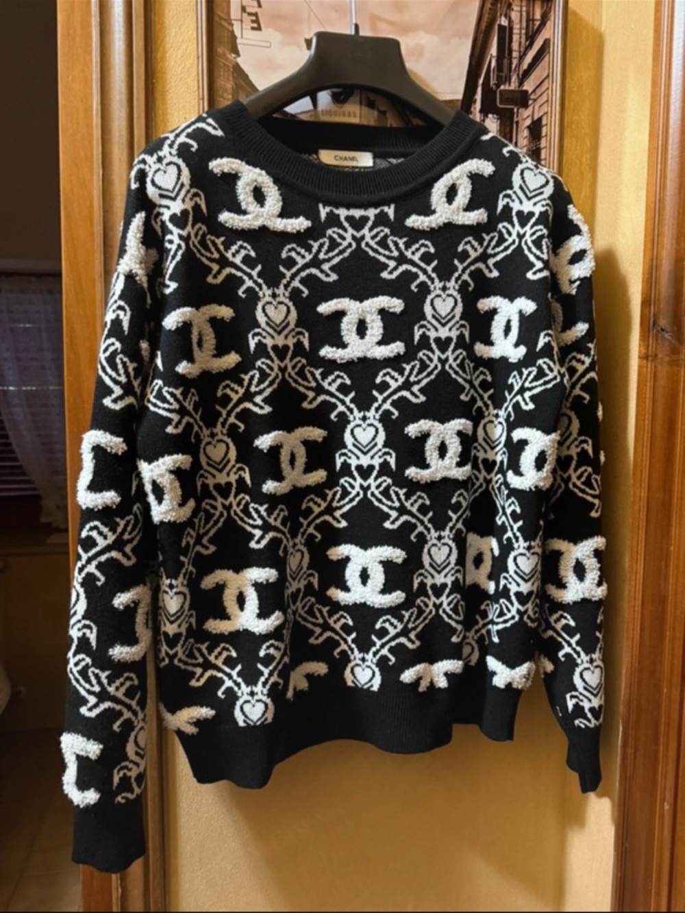 CHANEL vintage Black&White Knitted Crewneck sweater/pull - size M